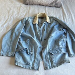 Vintage Denim Jacket with Cream Corduroy Collar